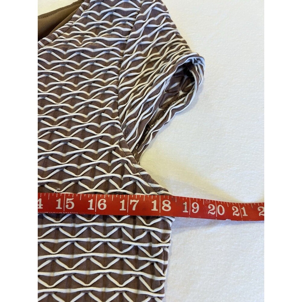 NWT Sharagano Women's Brown & White Textured Sheath Day Dress Stretch Sz 14 - Picture 5 of 8